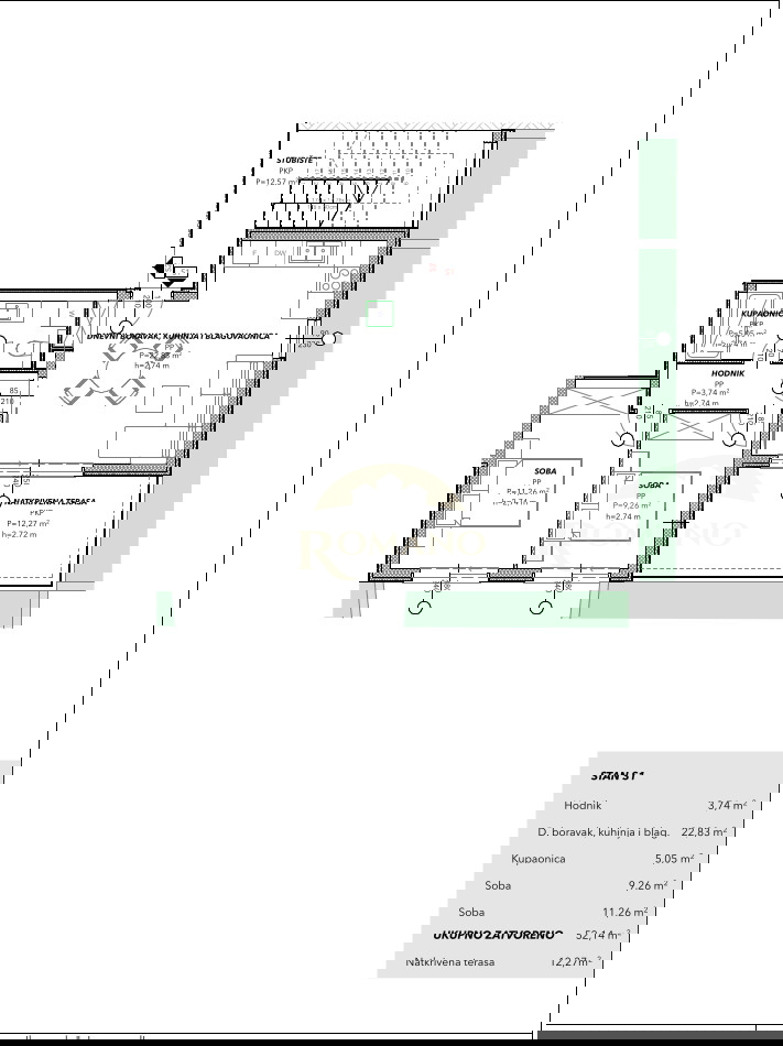 Dvosobno stanovanje z razgledom na morje na Čiovu, območje Salduna blizu kampa Rožac - 64 m2